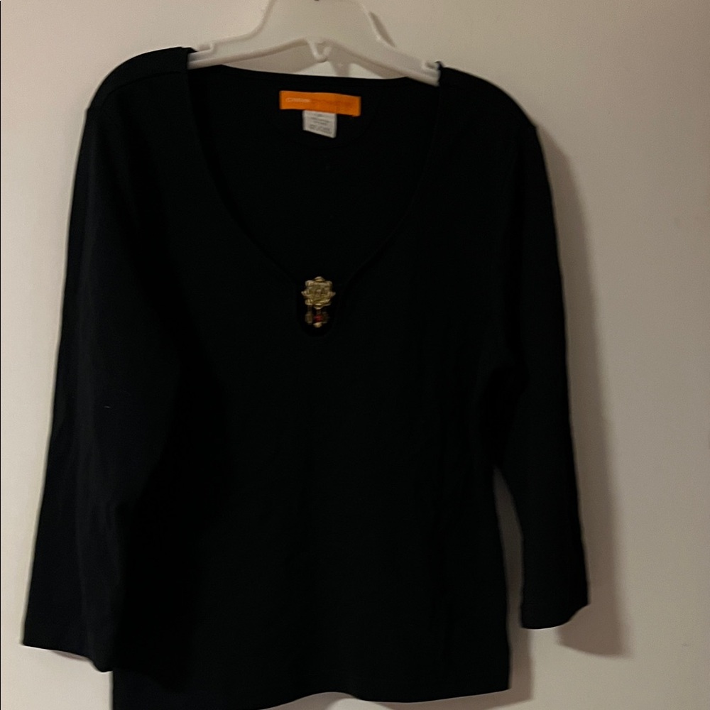 Cynthia Steffe Black Long Sleeve Top with Embellishment